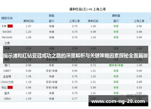 揭示浦和红钻亚冠成功之路的深度解析与关键策略因素探秘全面篇版 揭示浦和红钻亚冠成功之路的深度解析与关键策略因素探秘全面篇版