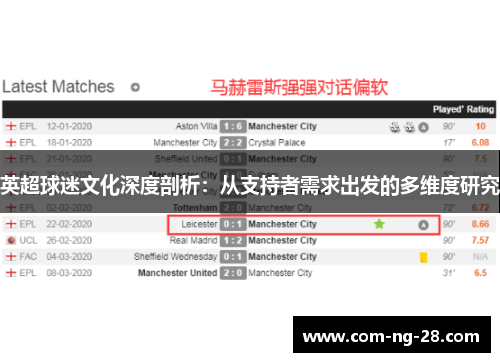 英超球迷文化深度剖析：从支持者需求出发的多维度研究